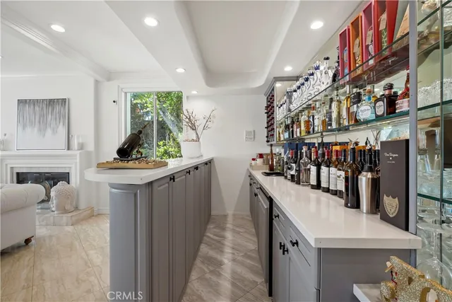 a hallway with multiple dryer and furniture