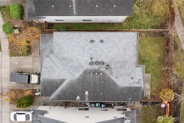 an aerial view of a house