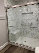 a bathroom with a shower