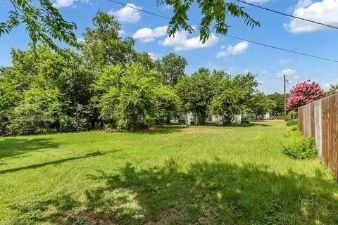 a view of a yard with a tree