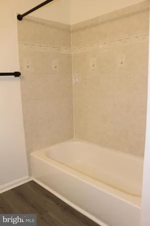 a bathroom with a bathtub