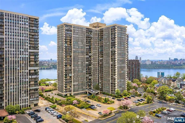 a view of a city with tall buildings