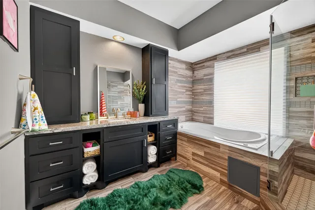 a bathroom with a sink and a bathtub