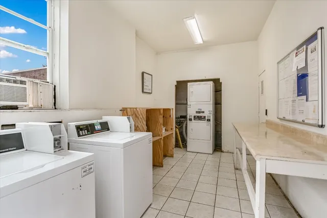 a room with a washing machine and dryer
