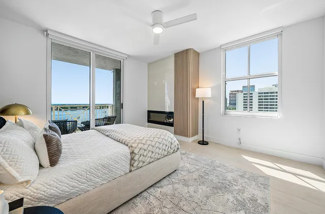 an empty room with windows