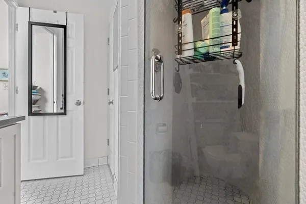 a bathroom with a shower