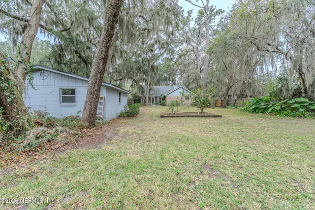 a view of backyard of house