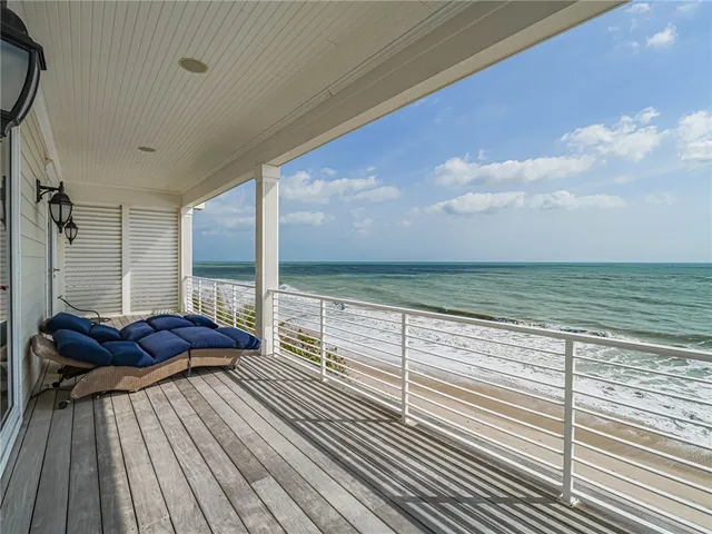 a view of balcony and ocean view