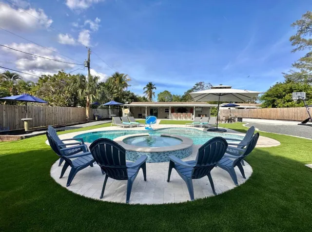 a outdoor space with furniture