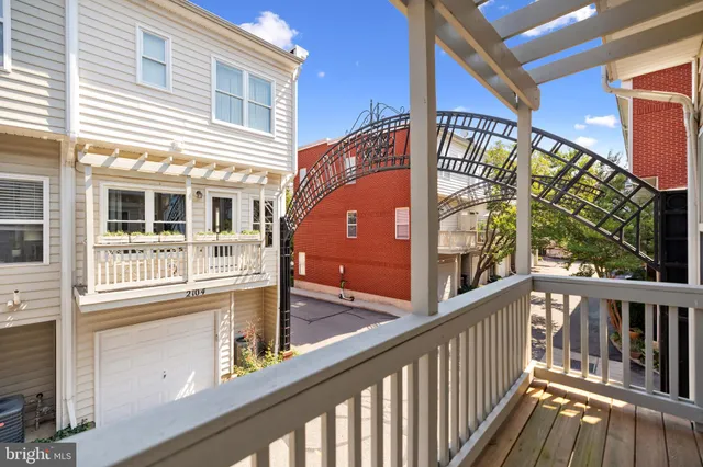 a view of a building from a balcony