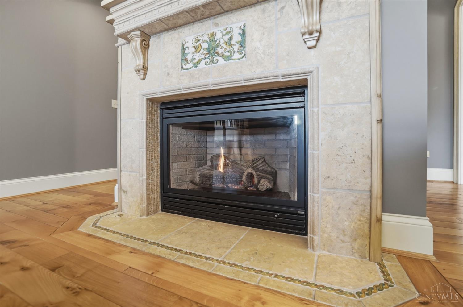 1054 Observatory Point Maineville, OH 45039 - Photo 30 of 82 Exquisite detail on the imported marble surrounding the gas fireplace.