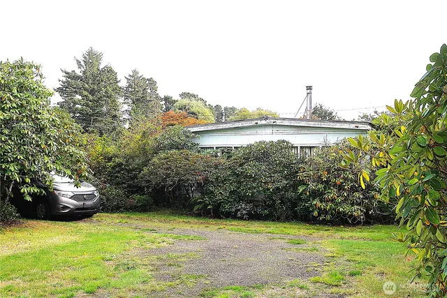 a view of a swimming pool and a yard
