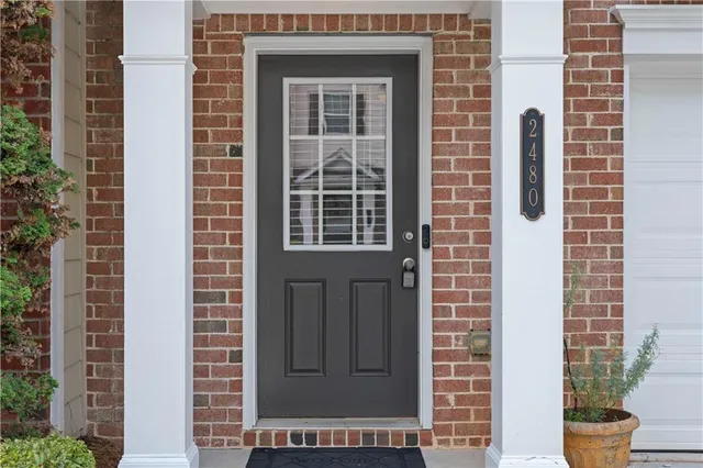 a front view of a house with a window
