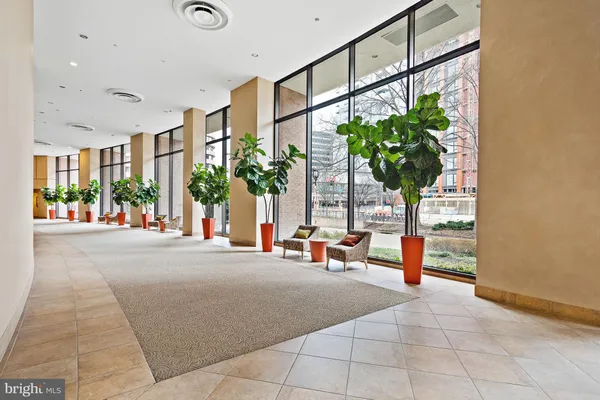 a living room filled with furniture and a potted plant