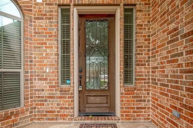 a view of a door with a window