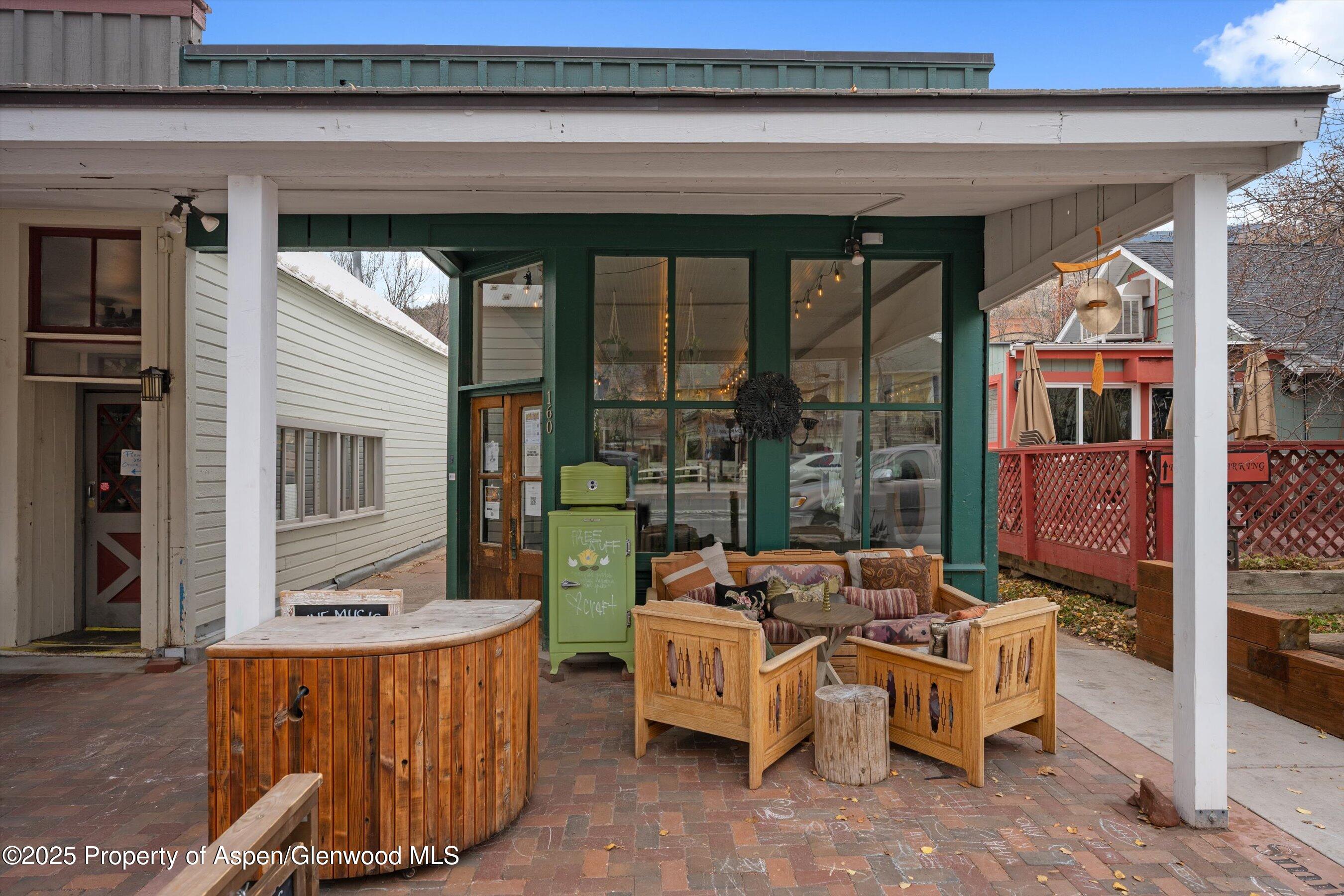 a view of an outdoor sitting space