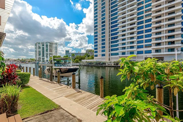 a view of a lake with a terrace