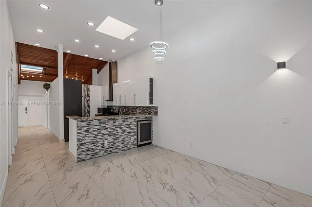 a large room with a large window