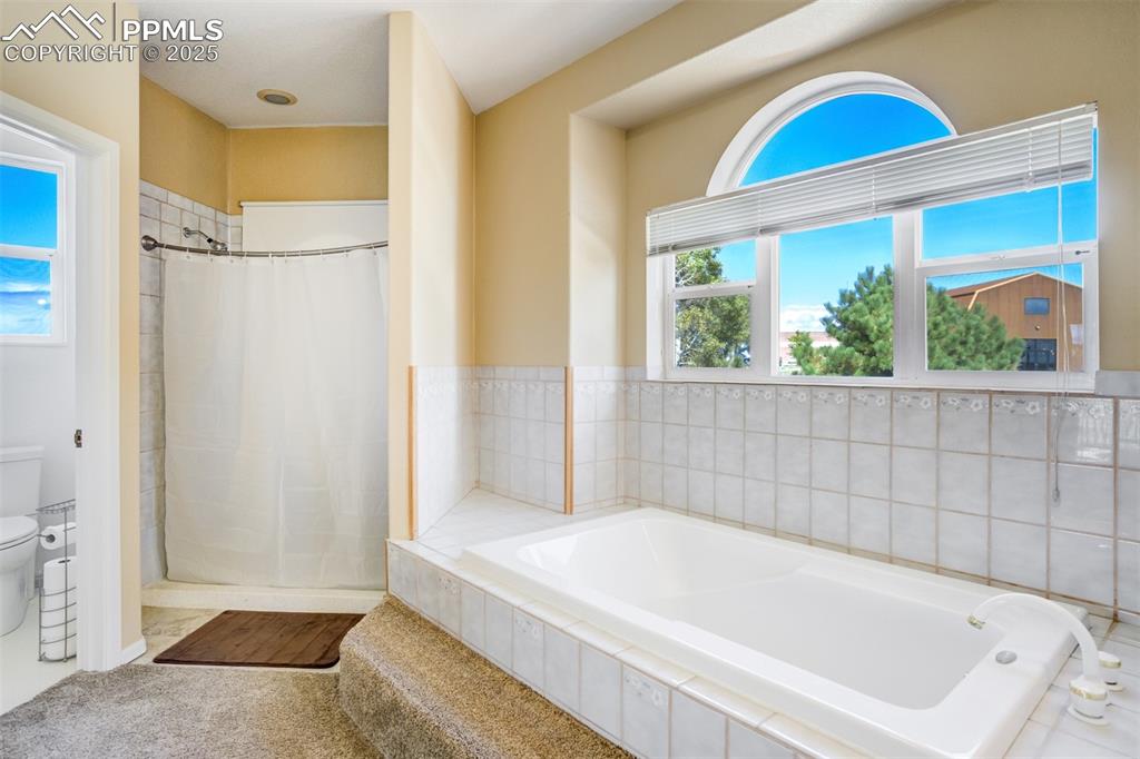 6275 Meridian Road Peyton, CO 80831 - Photo 17 of 50 a bathroom with a white bath tub and a shower