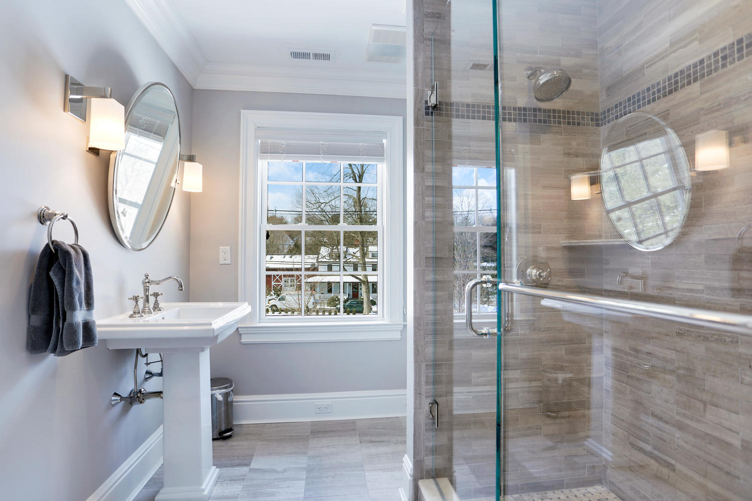 50 White Oak Shade Road New Canaan, CT 06840 - Photo 22 of 38 a bathroom with a sink a toilet and shower