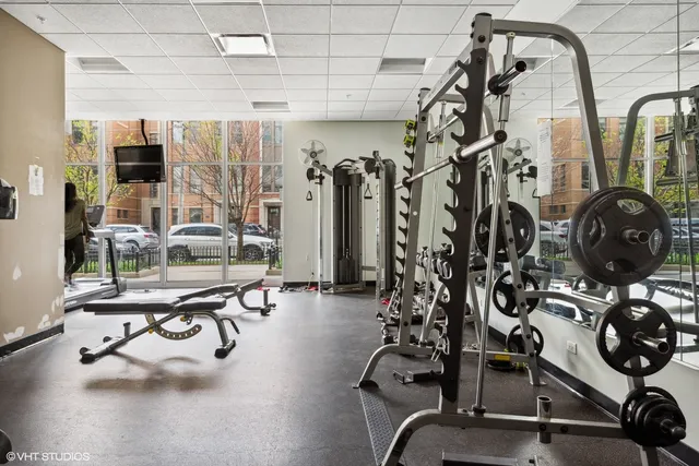 a view of a room with gym equipment