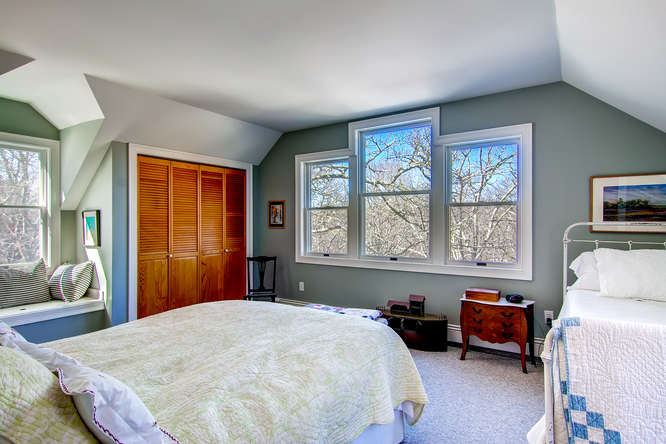 19 North Tabor Farm Road Chilmark, MA 02535 - Photo 14 of 24 Bedroom #2, expansive with built-in bench nook and direct access to bathroom.