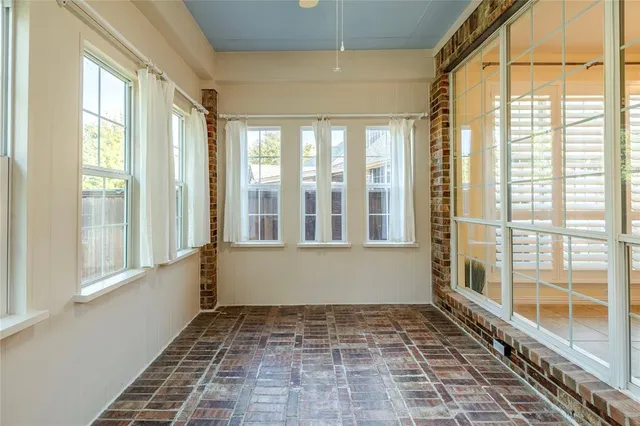 a view of a room with a window