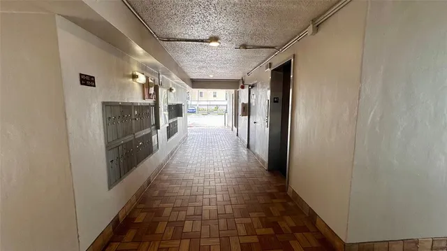 a hallway with windows