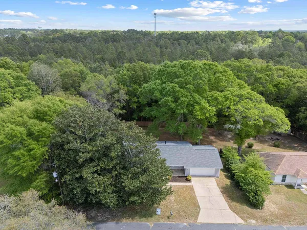 an aerial view of a house