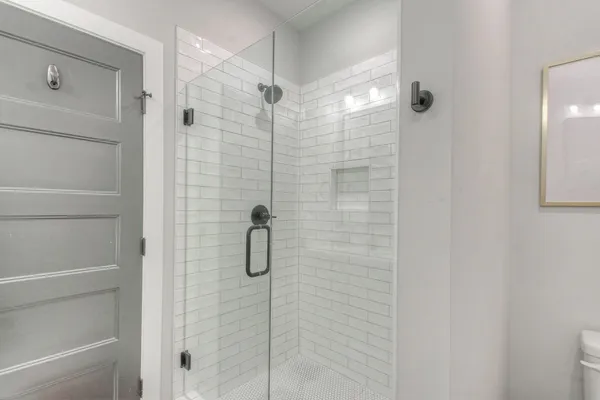 a bathroom with a shower