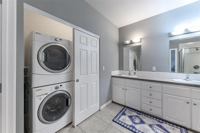 a view of a swimming pool with a patio