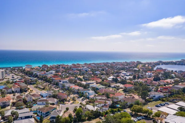 an aerial view of multiple house