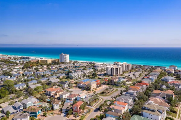 an aerial view of multiple house