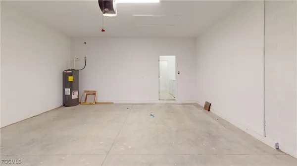 a view of a garage with furniture