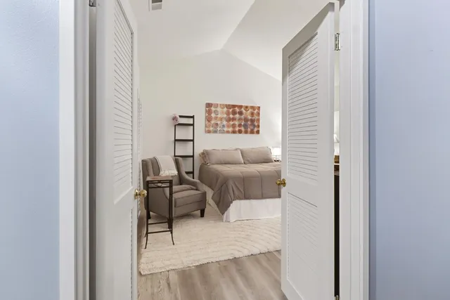 a balcony with a couch