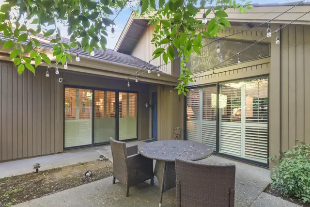 a view of a outdoor seating area