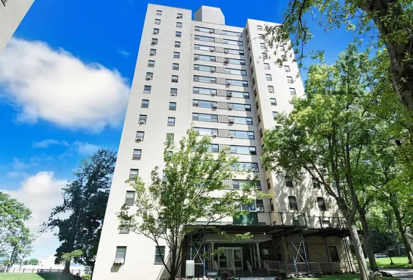 a view of a tall building