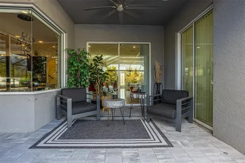 a view of a swimming pool with an ocean view