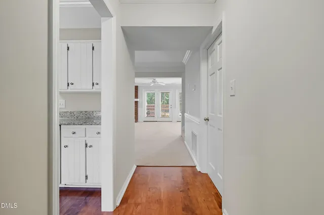 a view of hallway with stairs