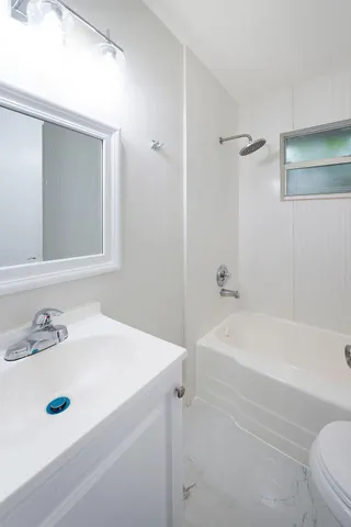 a bathroom with a bathtub
