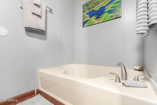 a bathroom with a bathtub