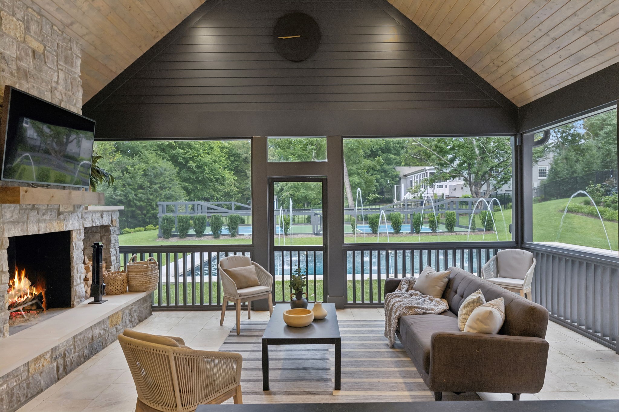 910 Robertson Academy Road Nashville, TN 37220 - Photo 46 of 57 a outdoor living space with patio furniture and a fireplace