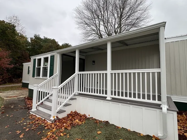 a porch with a bench