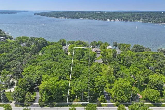 a view of a lake with a mountain in the background