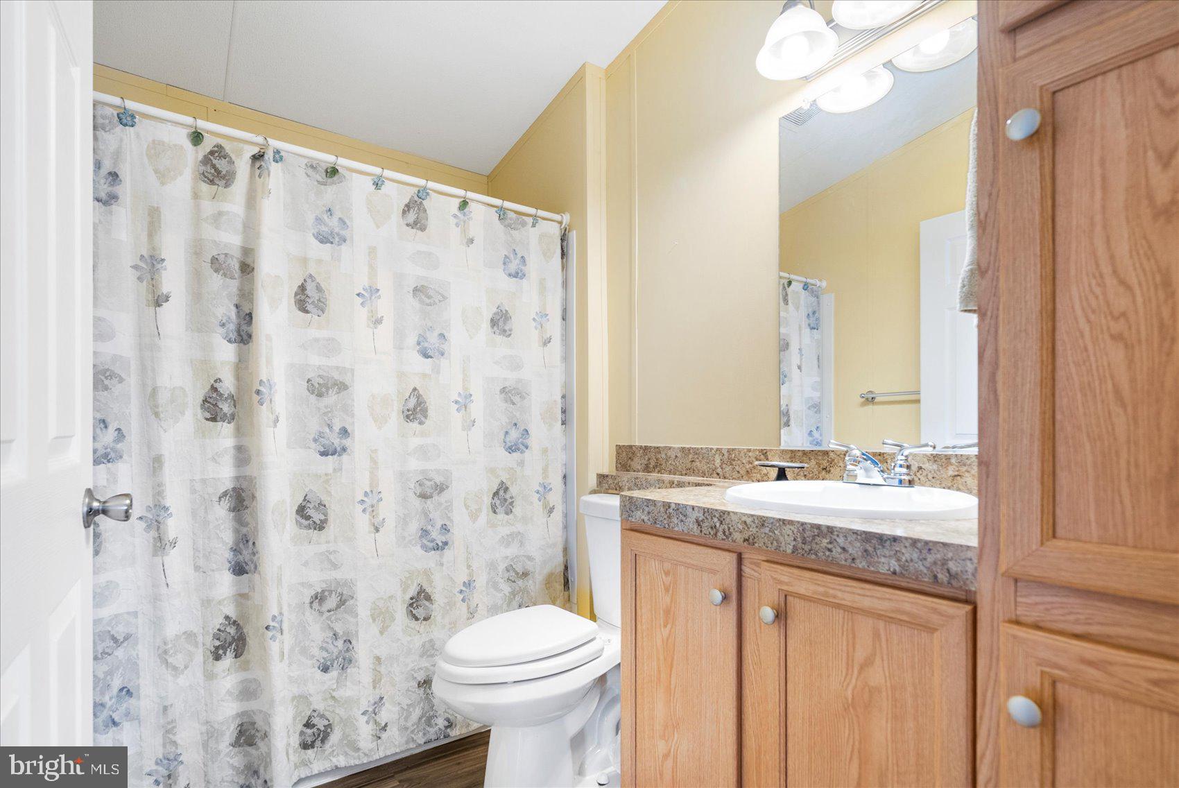 28 Shore Road Sparrows Point, MD 21219 - Photo 17 of 20 a bathroom with a granite countertop sink a toilet and a mirror