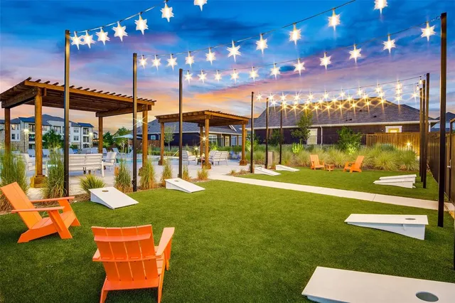 a view of a patio with swimming pool