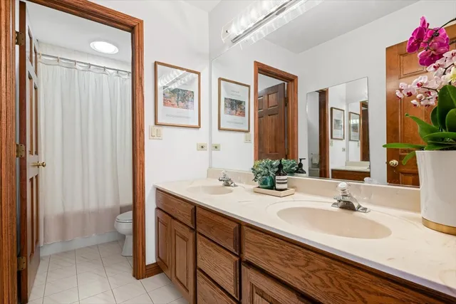 a living room with large window