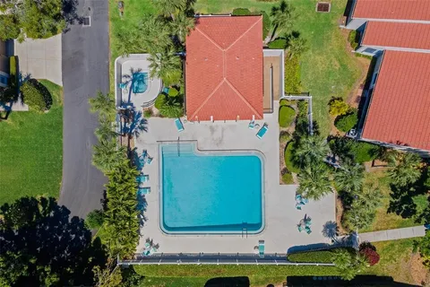an aerial view of a house