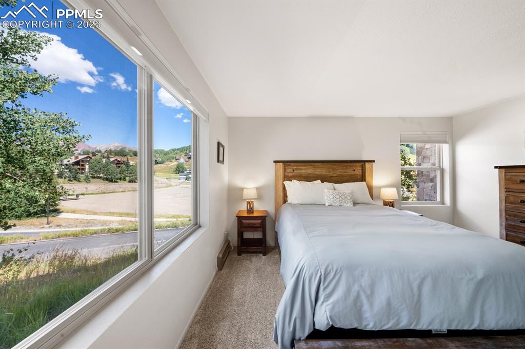 651 Gothic Road, Unit 301 Crested Butte, CO 81225 - Photo 20 of 24 a bedroom with a bed and a large window