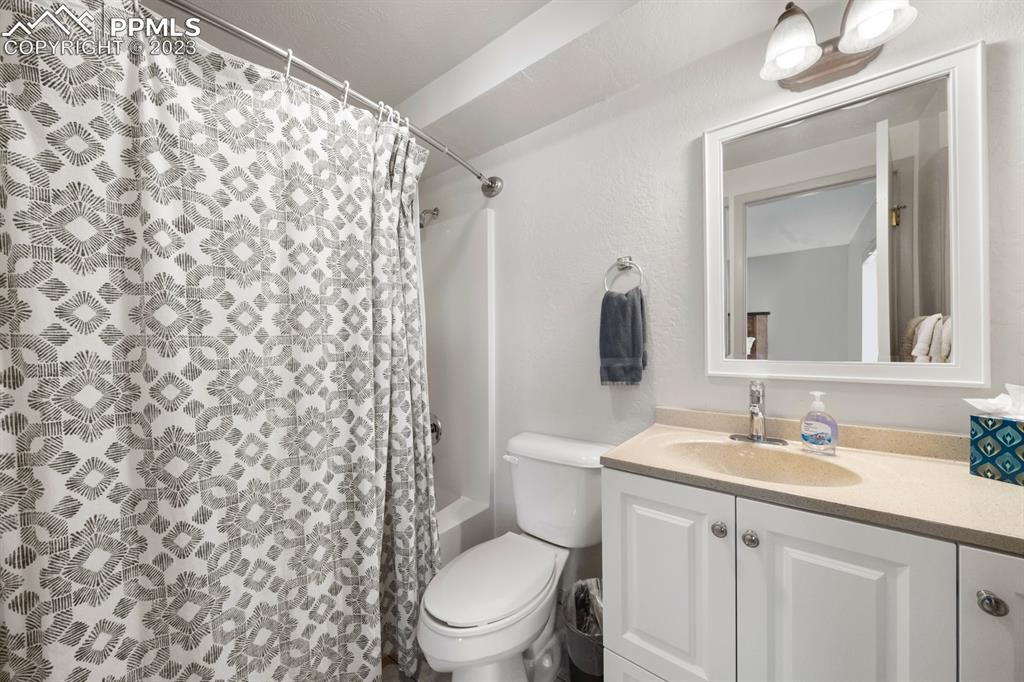 651 Gothic Road, Unit 301 Crested Butte, CO 81225 - Photo 24 of 24 a bathroom with a toilet sink vanity and mirror